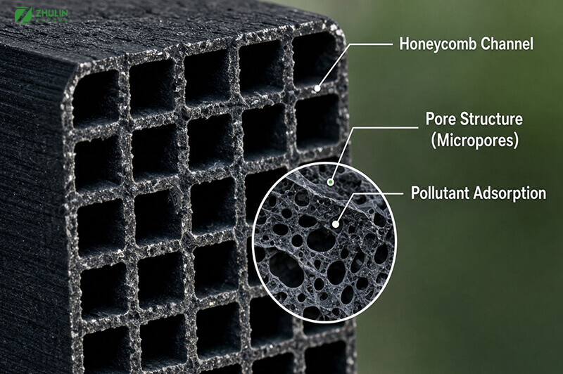Honeycomb Activated Carbon for VOCs Removal 4 honeycomb activated carbon structure